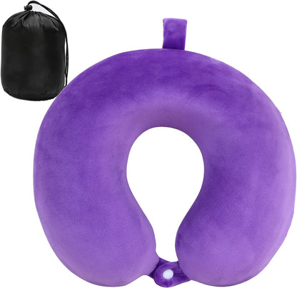 Upgraded Travel Neck Pillow – 100% Memory Foam for Airplane, Flight Headrest & Sleep, Portable Plane Accessory