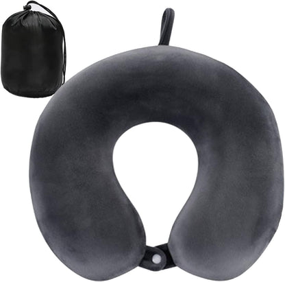 Upgraded Travel Neck Pillow – 100% Memory Foam for Airplane, Flight Headrest & Sleep, Portable Plane Accessory