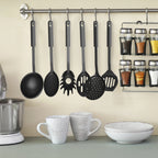 6-Piece Plastic Kitchen Utensil Set – Nonstick-Safe Tools, Black