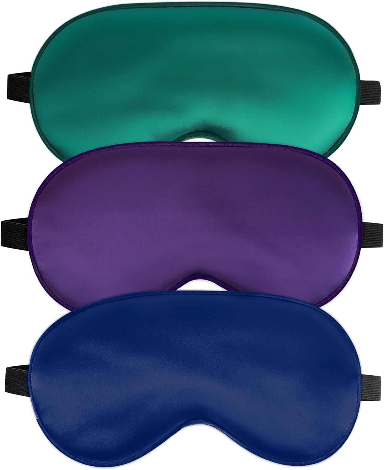 Silk Sleep Mask – Adjustable Satin Blackout Blindfold for Men & Women, Comfortable Night Sleep (Black, Blue, Green)