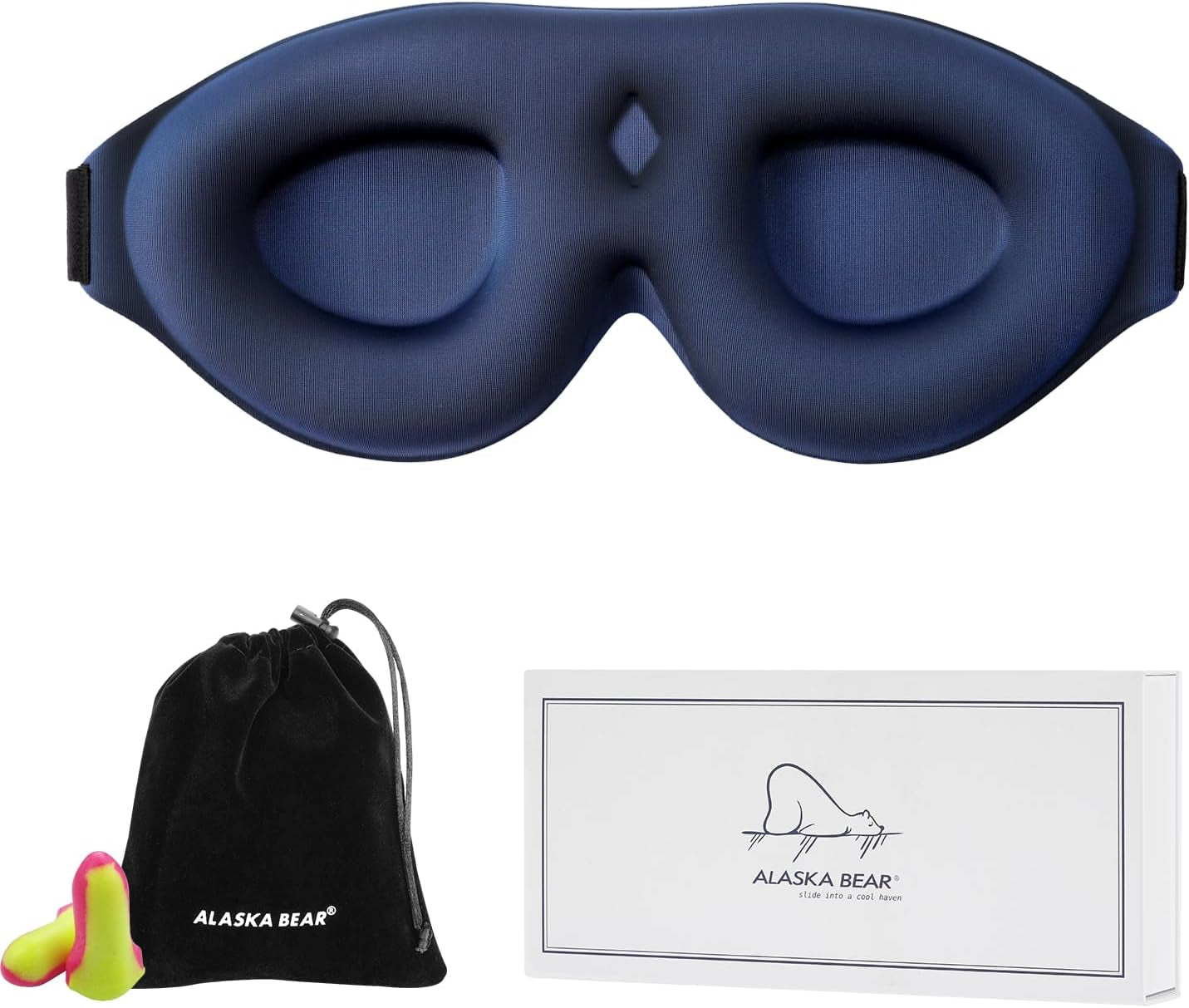 Memory Foam Sleep Mask – 3D Contoured Blackout Eye Mask with Earplugs, Soft & No Pressure on Eyelids, for Men & Women 