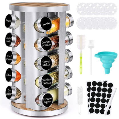 Spice Rack Organizer with Jars for Cabinet (20Pcs) 