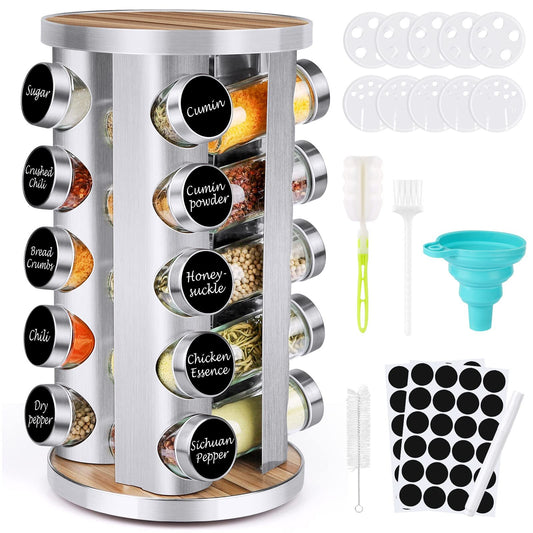 Spice Rack Organizer with Jars for Cabinet (20Pcs) 