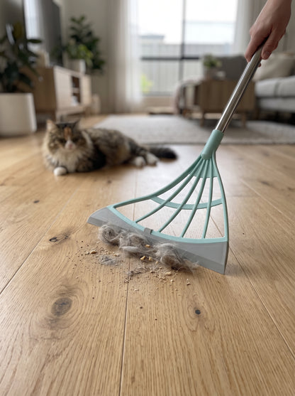 Silicone Rubber Broom with Squeegee – 3-in-1 Sweep, Scrape & Wipe