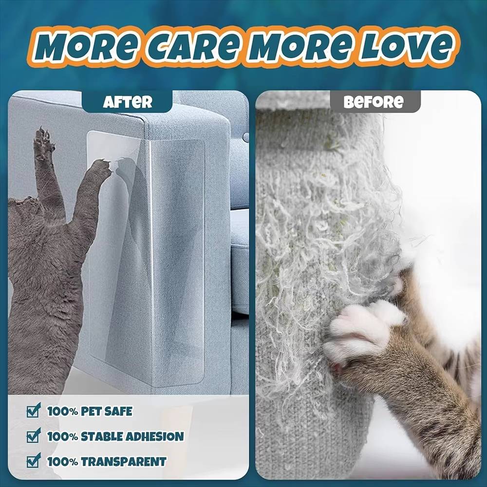 Clear self-adhesive cat scratch tape for furniture protection