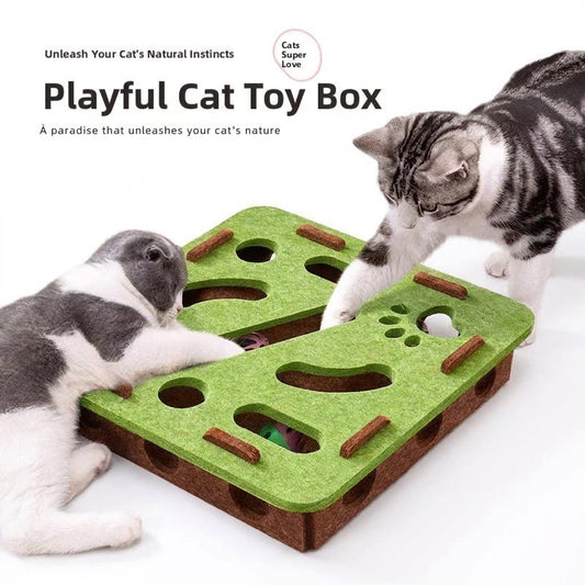 Felt cat puzzle box toy