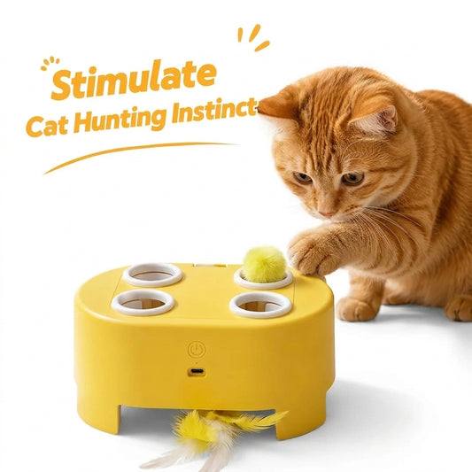 Automatic whack-a-mole cat toy