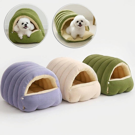 Plush cat cave bed warm pet house