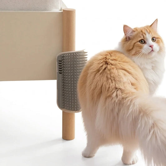 Cat corner self-groomer with catnip