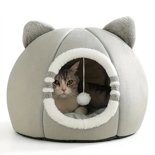Deep sleep cat cave bed with soft mat