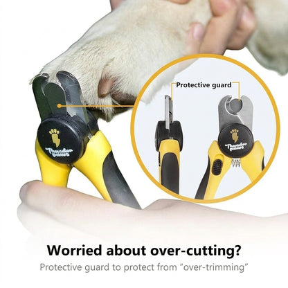Professional Dog Nail Clippers with Safety Guard & File, Medium-Large Yellow Dog Toenail Trimmer