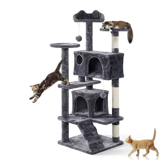 Corner cat tree with 2 condos