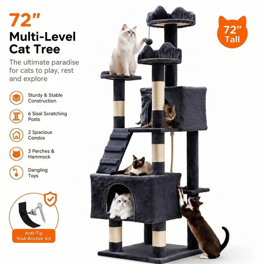 72 inch large cat tree tower