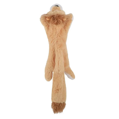 Interactive plush dog toy with built-in squeaker