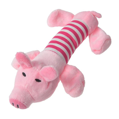 Plush dog toy for chewing cuddling and fetching