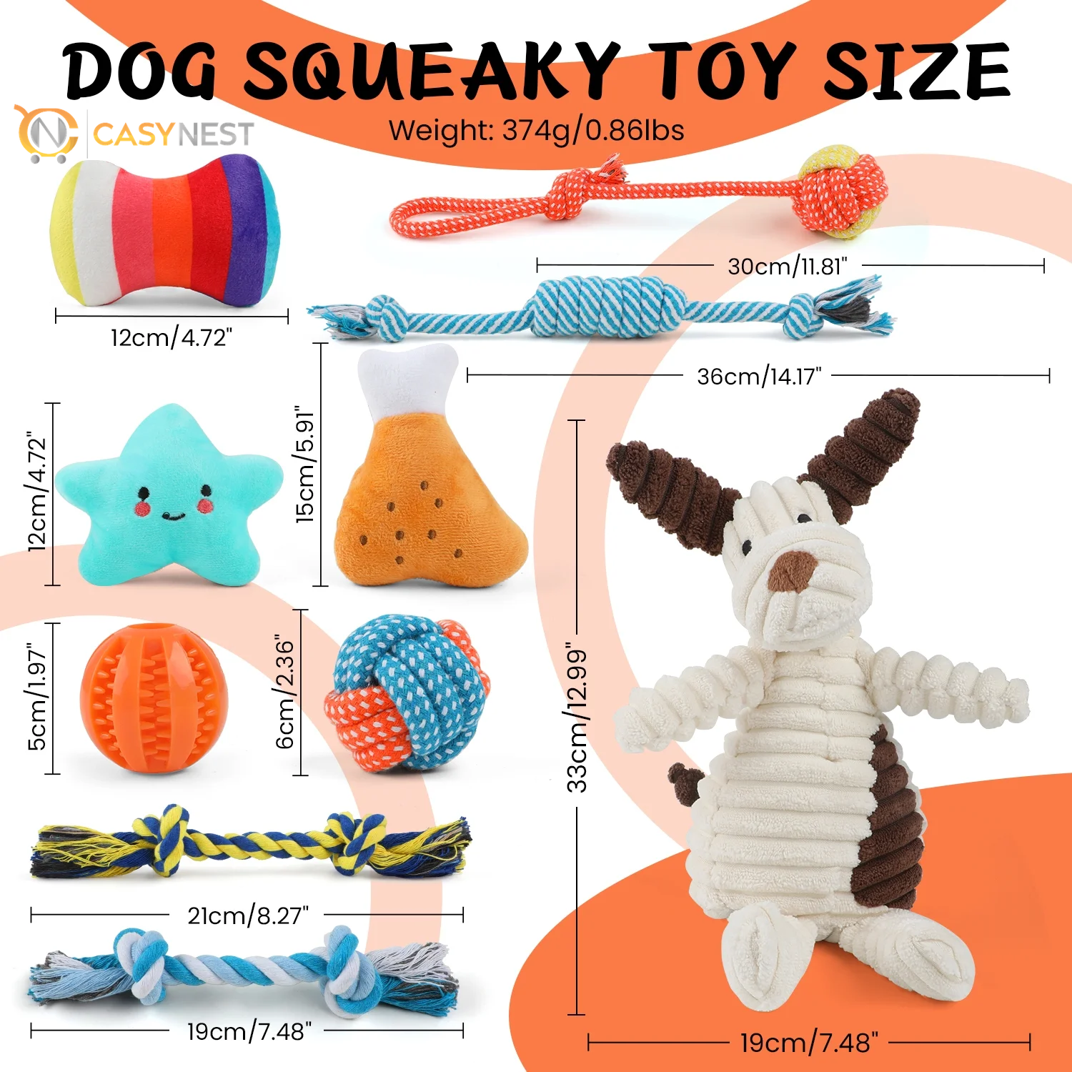 Dog Toys for Small Dogs ,10 Pack Puppy Chew Toys for Teething and Training with Plush Squeaky Toys, Treat Ball and Rope Toys to Keep Them Busy，White Dog