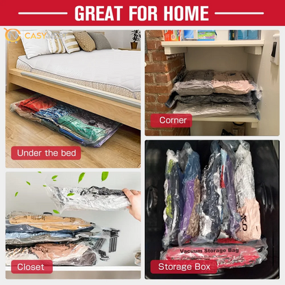 10 Pack Vacuum Storage Bags for Clothes 5 Jumbo&5 Large Space Saver Compression Bags with a Hand Pump