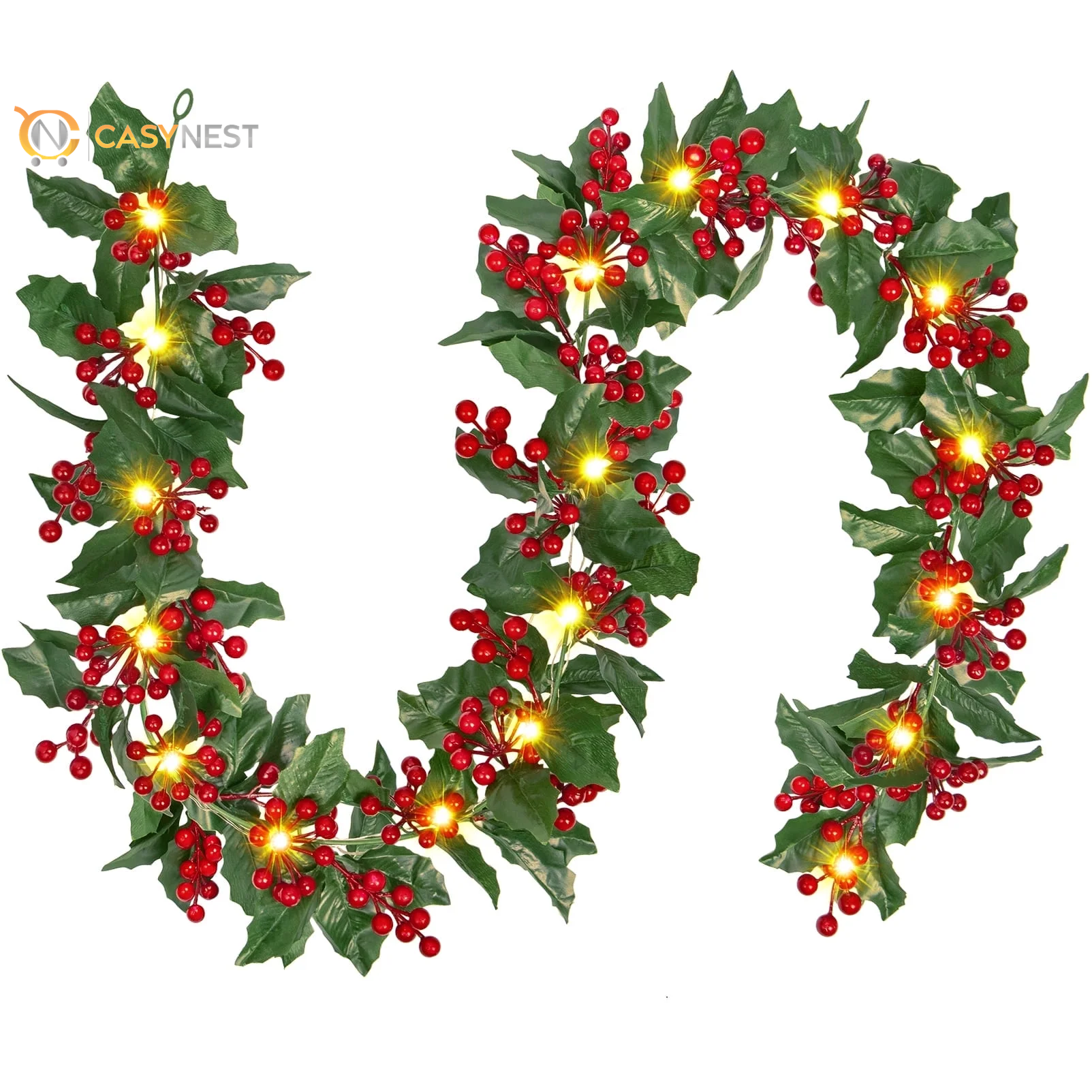 5.9FT Artificial Christmas Garland with Lights – Indoor & Outdoor Xmas Home Table Decor