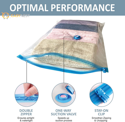 10 Large Vacuum Storage Bags with Hand Pump – Space Saver Bags for Clothes, Blankets, Comforters & Travel Luggage