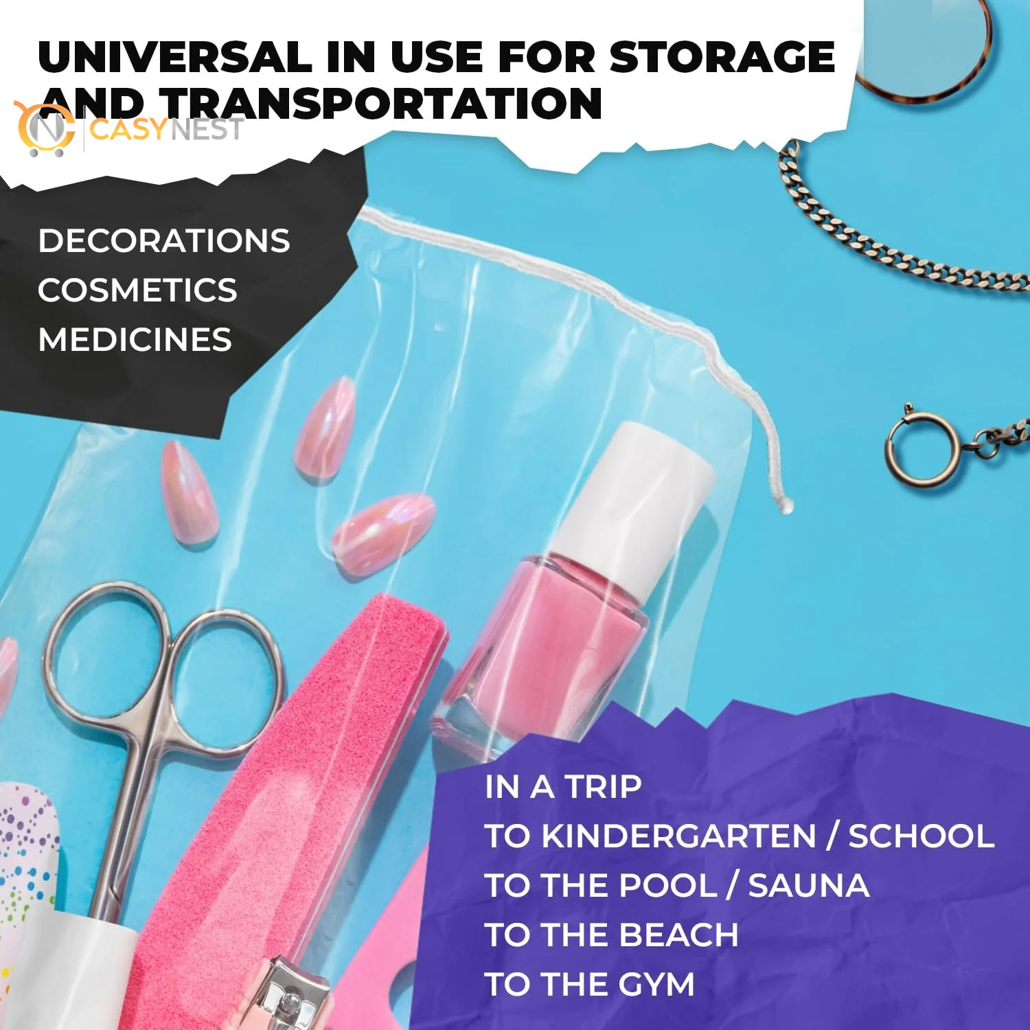 100-Pack Clear Drawstring Bags, 5 x 8 Inches – Waterproof 2 Mil Polyethylene Travel Bags for Shoes, Cosmetics & Toiletries