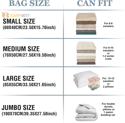 10 Large Vacuum Storage Bags with Hand Pump – Space Saver Bags for Clothes, Blankets, Comforters & Travel Luggage