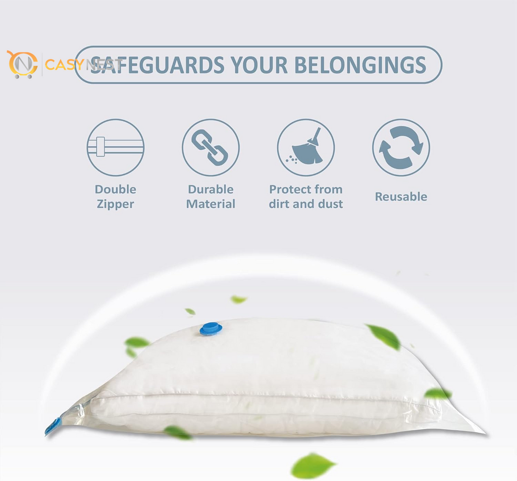 10 Large Vacuum Storage Bags with Hand Pump – Space Saver Bags for Clothes, Blankets, Comforters & Travel Luggage