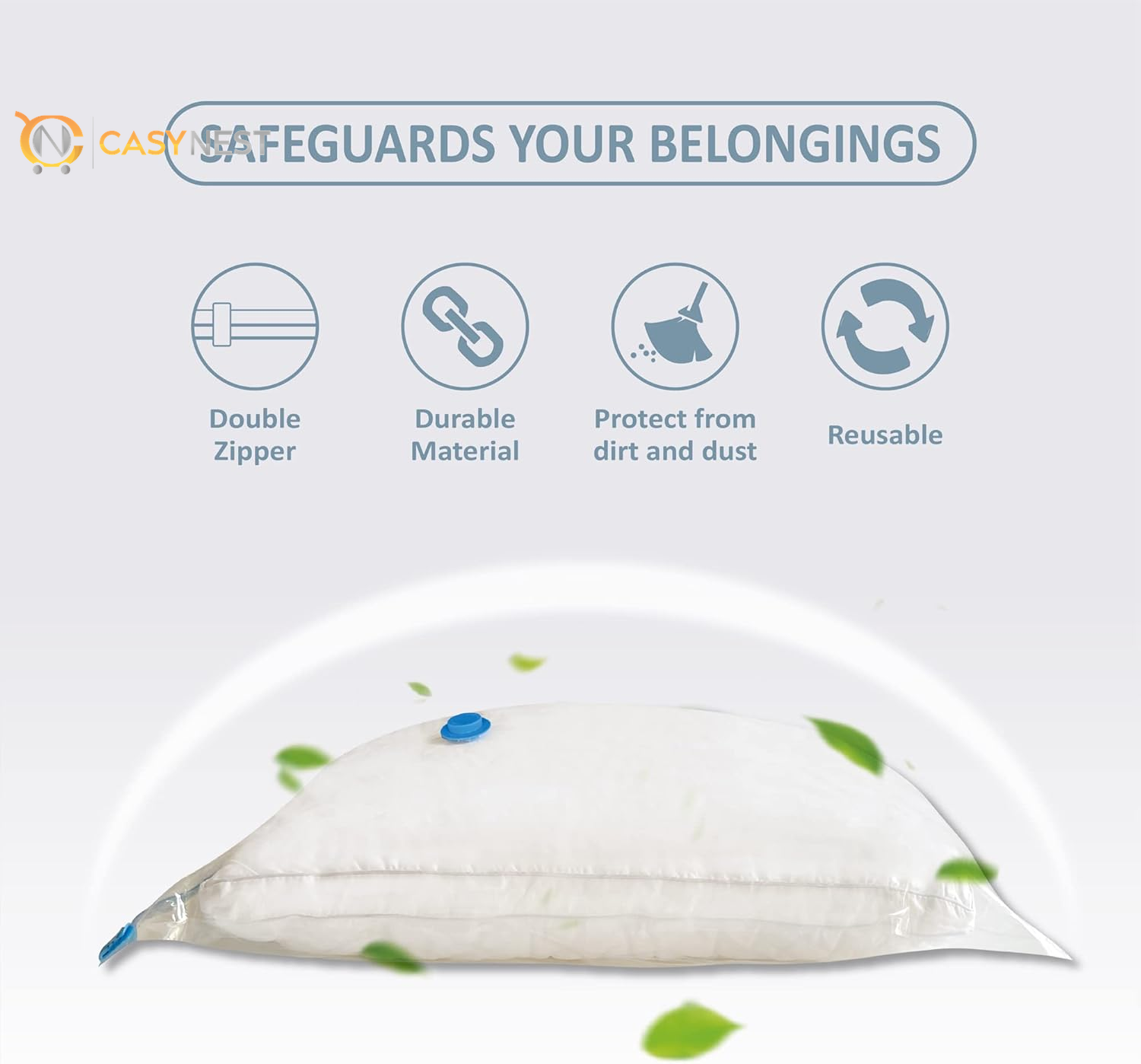 10 Large Vacuum Storage Bags with Hand Pump – Space Saver Bags for Clothes, Blankets, Comforters & Travel Luggage