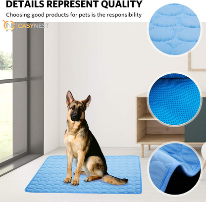 Pet Cooling Mat for Dogs & Cats – Outdoor & Indoor Cooling Pad, Blanket for Car Seats & Beds (Blue, 28" x 40")