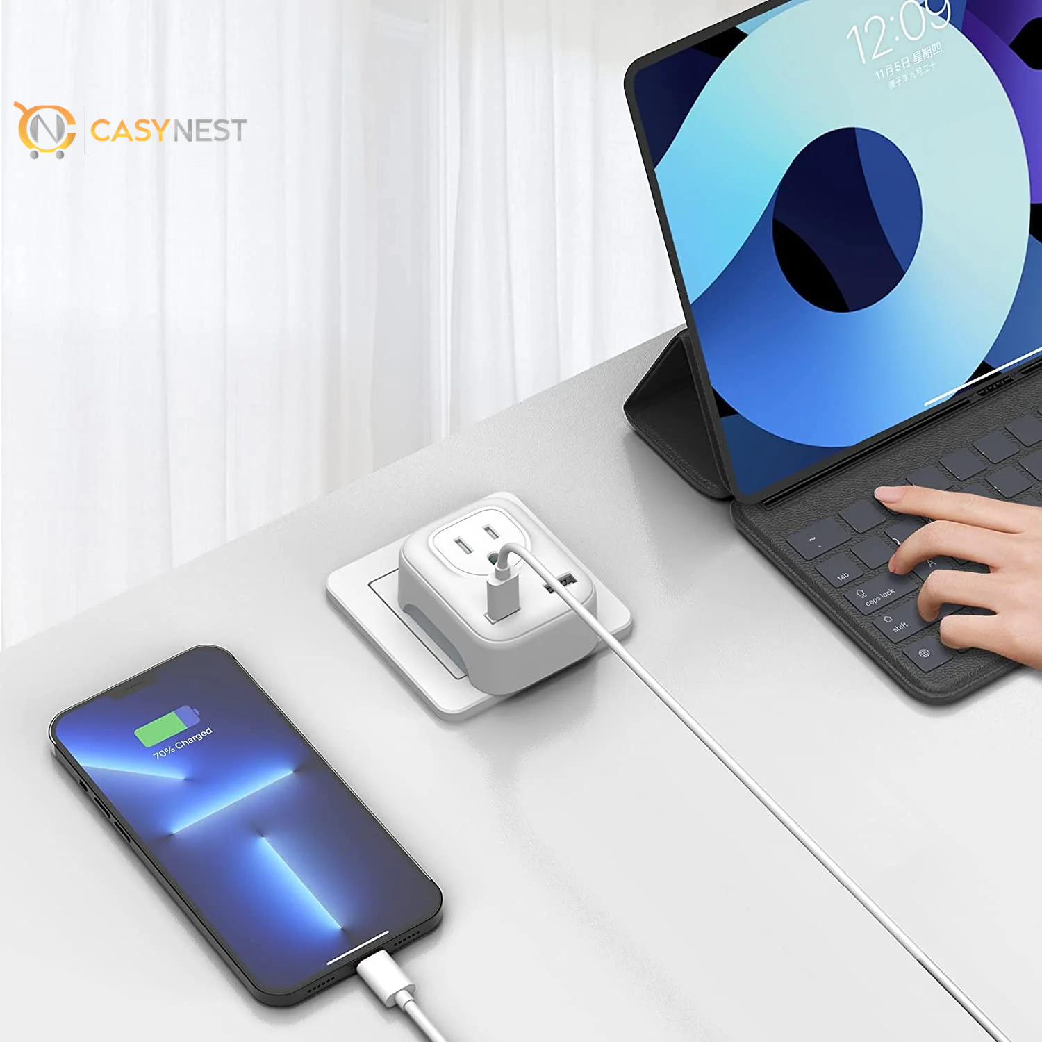 4-in-1 Universal Travel Plug Adapter – US to Europe Power Converter, Lightweight International Adapter for Travel