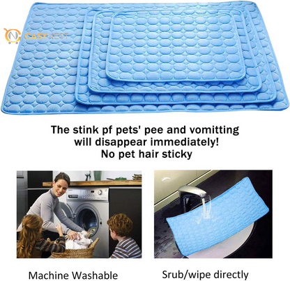 Pet Cooling Mat for Dogs & Cats – Outdoor & Indoor Cooling Pad, Blanket for Car Seats & Beds (Blue, 28" x 40")