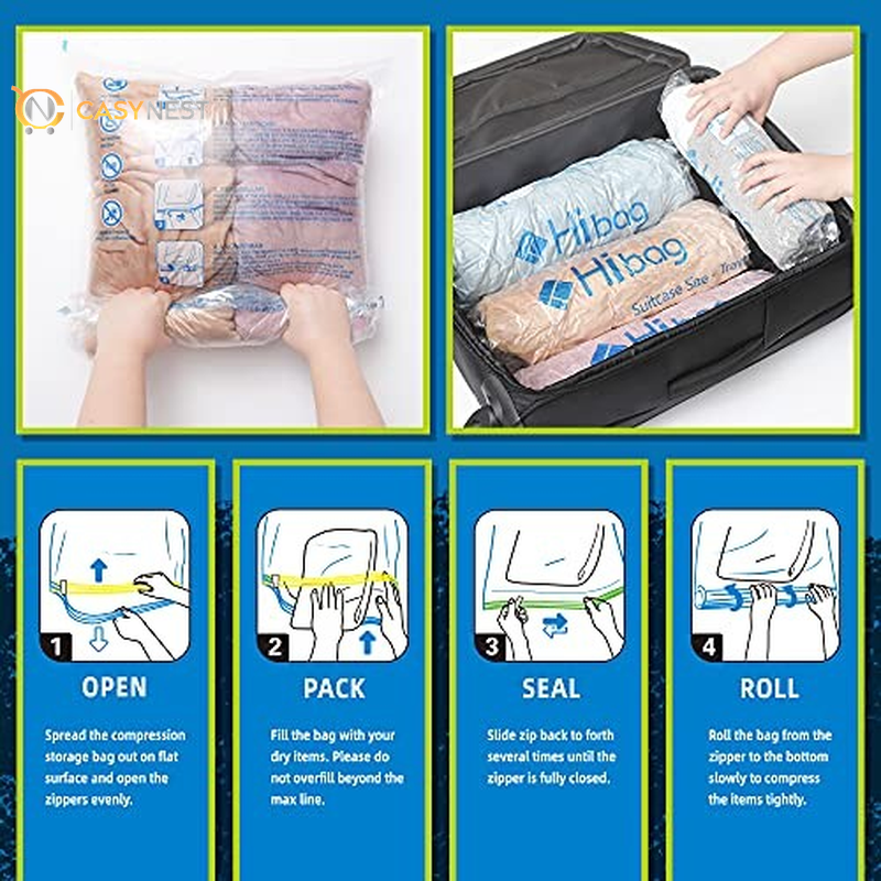 12 Compression Bags for Travel, Travel Essentials Compression Bags, Vacuum