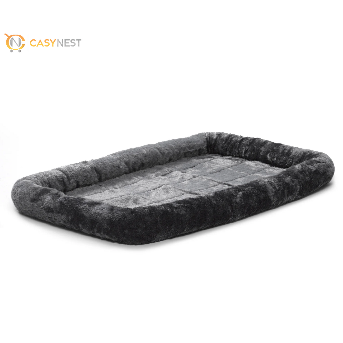 Gray Plush Fleece Bolstered Dog Bed – Fits 54-Inch 
