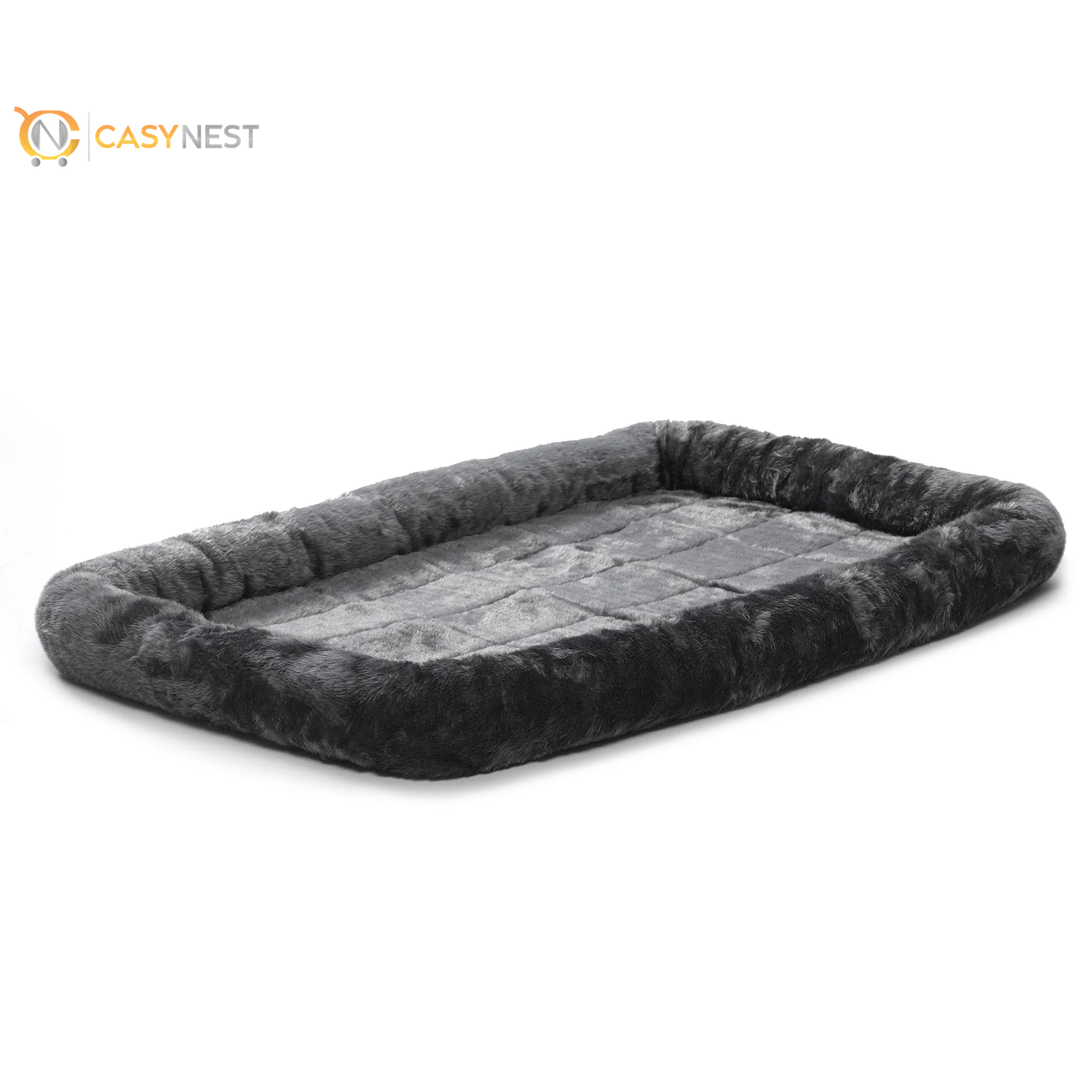 Gray Plush Fleece Bolstered Dog Bed – Fits 54-Inch 