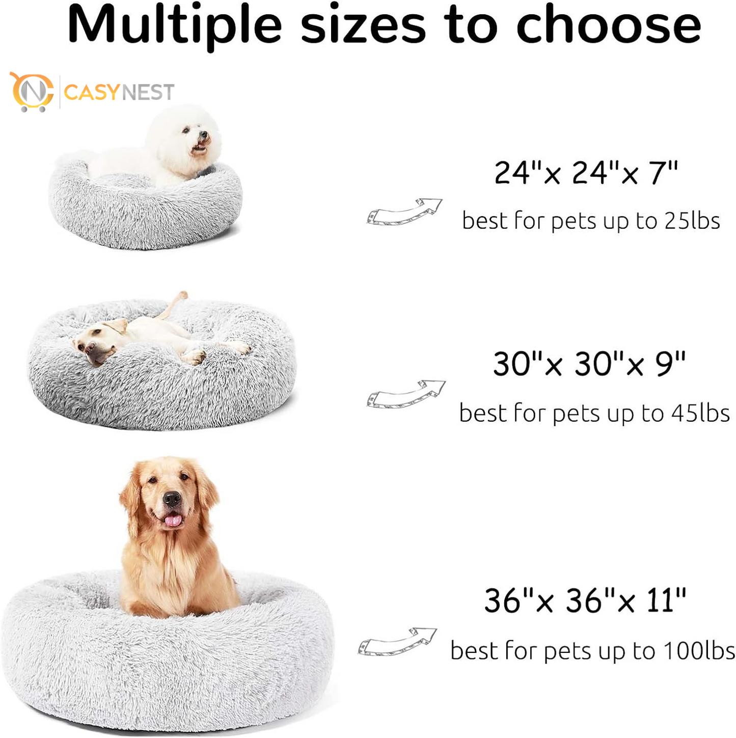 Calming Donut Cuddler Dog Bed – Medium & Large, 30"