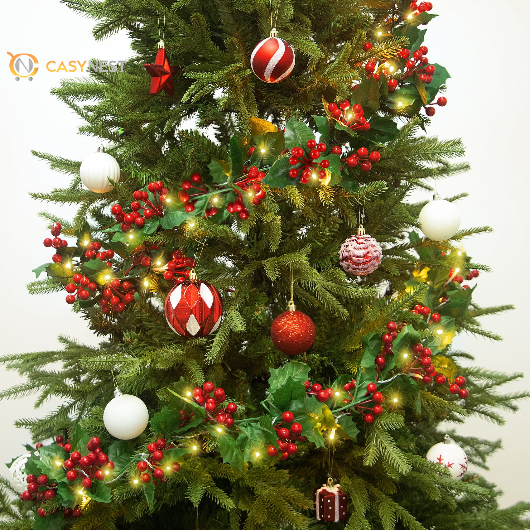 5.9FT Artificial Christmas Garland with Lights – Indoor & Outdoor Xmas Home Table Decor