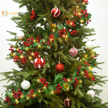 5.9FT Artificial Christmas Garland with Lights – Indoor & Outdoor Xmas Home Table Decor