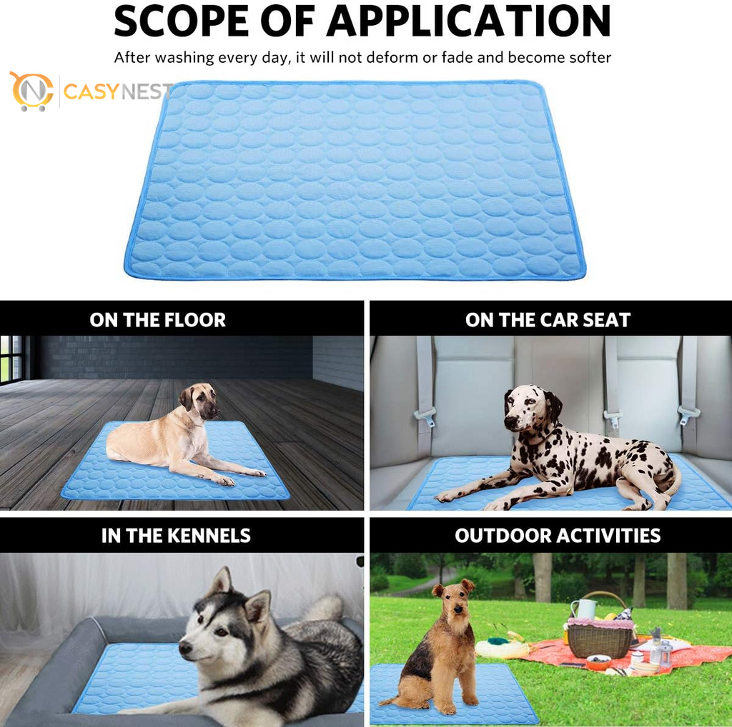 Pet Cooling Mat for Dogs & Cats – Outdoor & Indoor Cooling Pad, Blanket for Car Seats & Beds (Blue, 28" x 40")