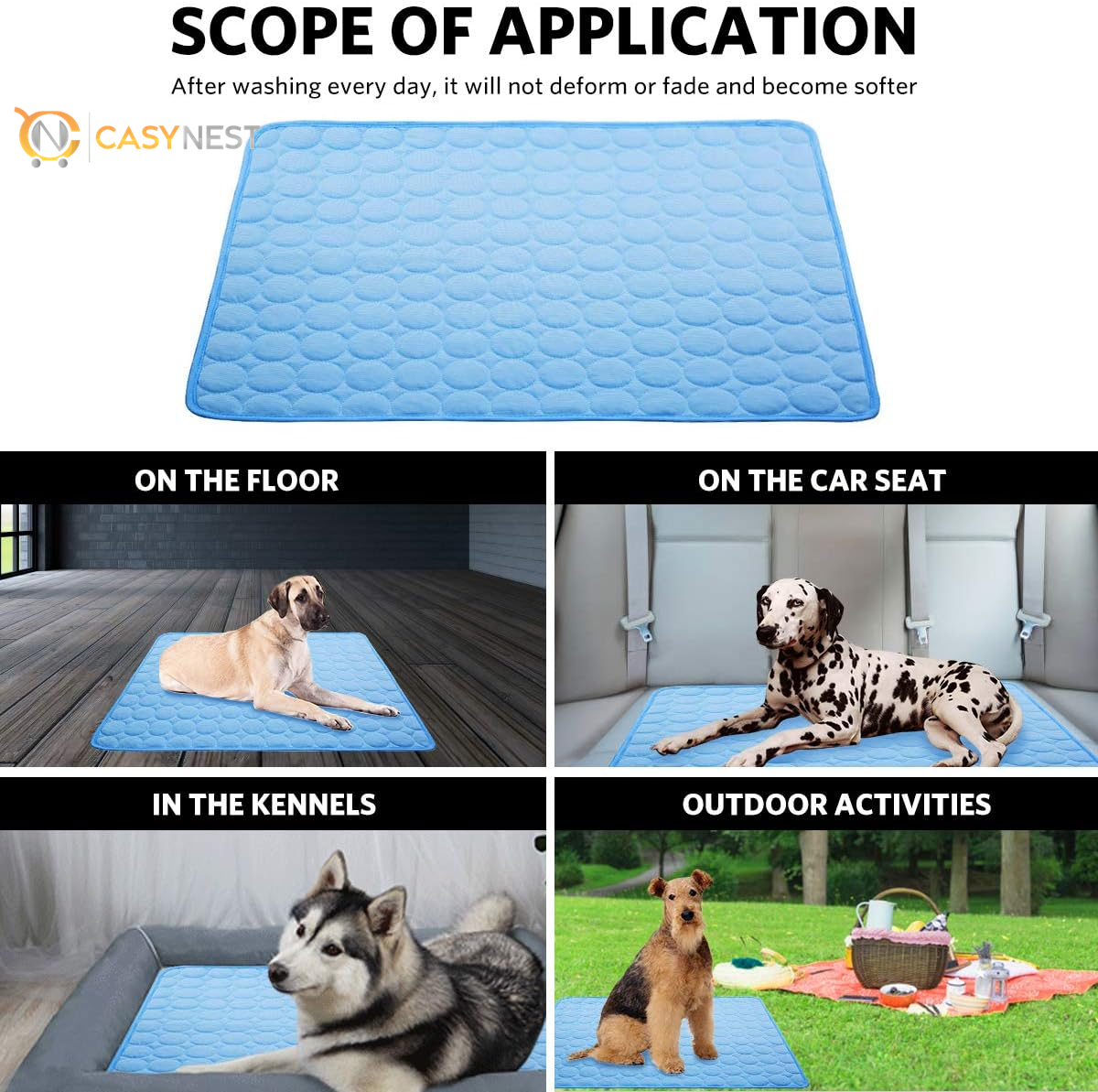 Pet Cooling Mat for Dogs & Cats – Outdoor & Indoor Cooling Pad, Blanket for Car Seats & Beds (Blue, 28" x 40")
