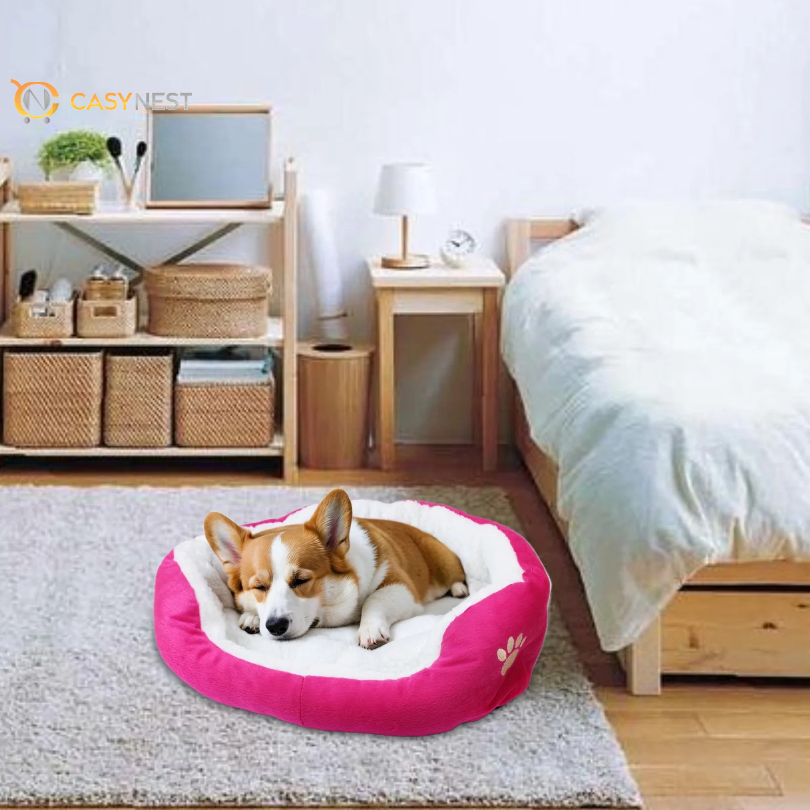 Small Dog & Cat Bed – Puppy Pet Bed with Removable Cushion for Indoor Use