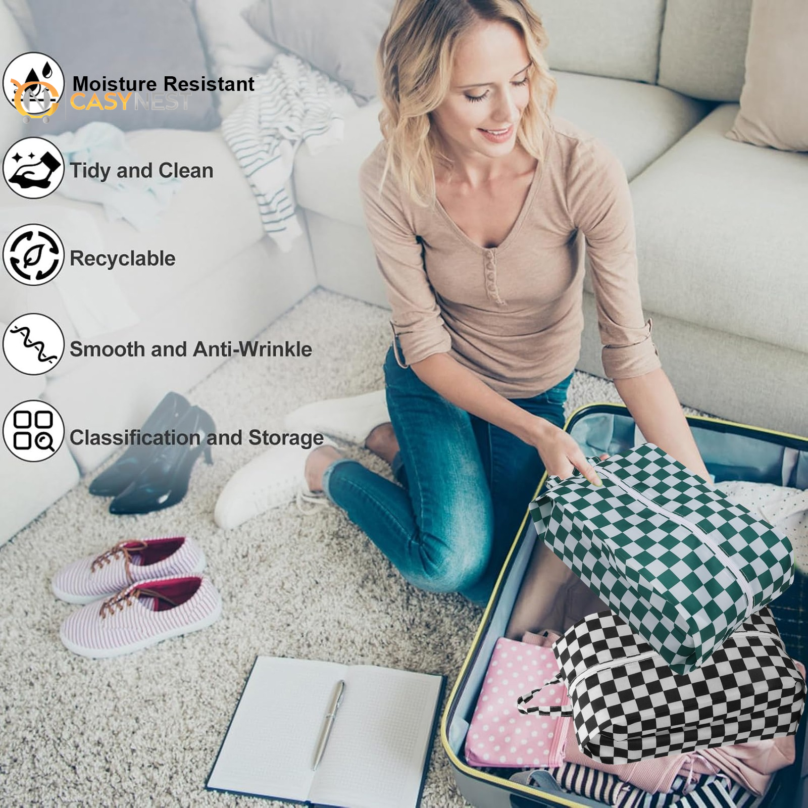 6 PCS Moisture Resistant Travel Shoe Bags Shoes Pouch Storage Packing Organizers