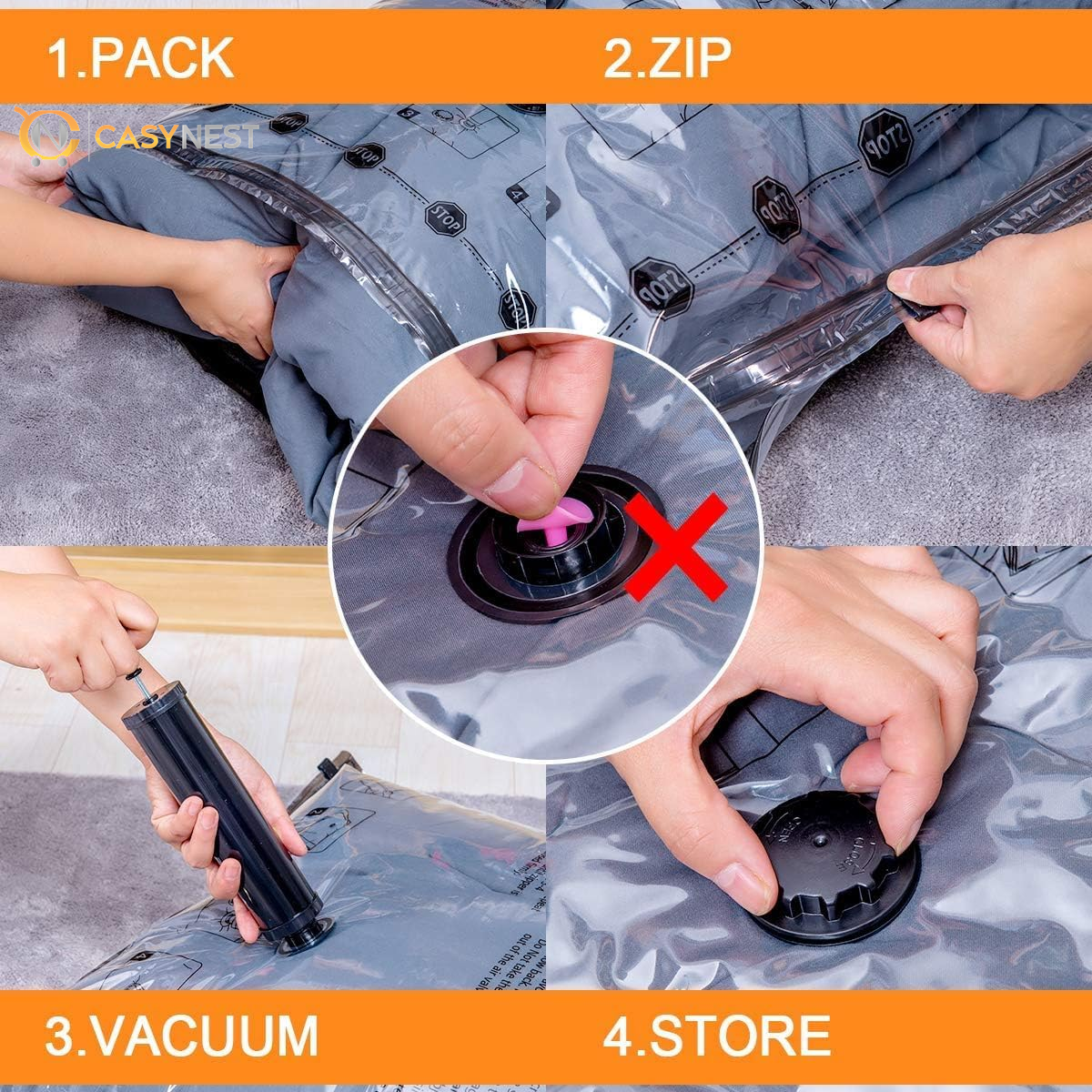 24-Pack Vacuum Storage Bags with Electric Pump – Jumbo, Large, Medium, Small & Roll-Up Bags for Clothes, Bedding, Pillows & Travel