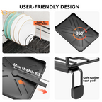 Retractable Stainless Steel Dish Drying Rack – Large Capacity with Utensil Holder, Space-Saving Kitchen Counter Organizer (Black)
