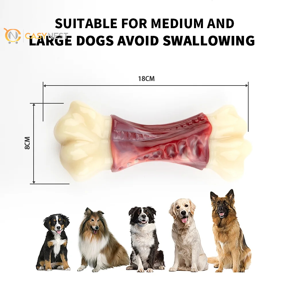 Tough Chew Dog Toys for Large & Medium Dogs – Aggressive Chewer Bones with Toothbrush Design