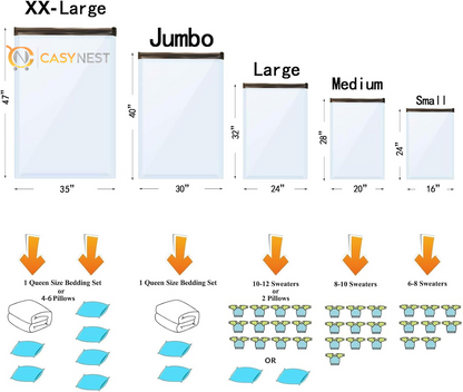 24-Pack Vacuum Storage Bags with Electric Pump – Jumbo, Large, Medium, Small & Roll-Up Bags for Clothes, Bedding, Pillows & Travel