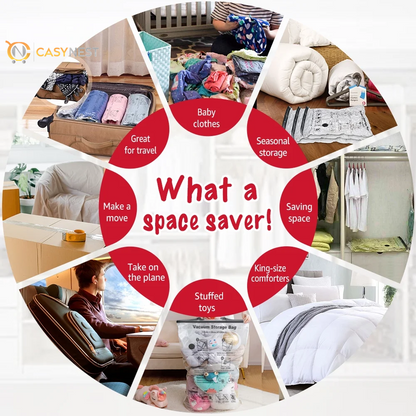 10 Pack Vacuum Storage Bags for Clothes 5 Jumbo&5 Large Space Saver Compression Bags with a Hand Pump