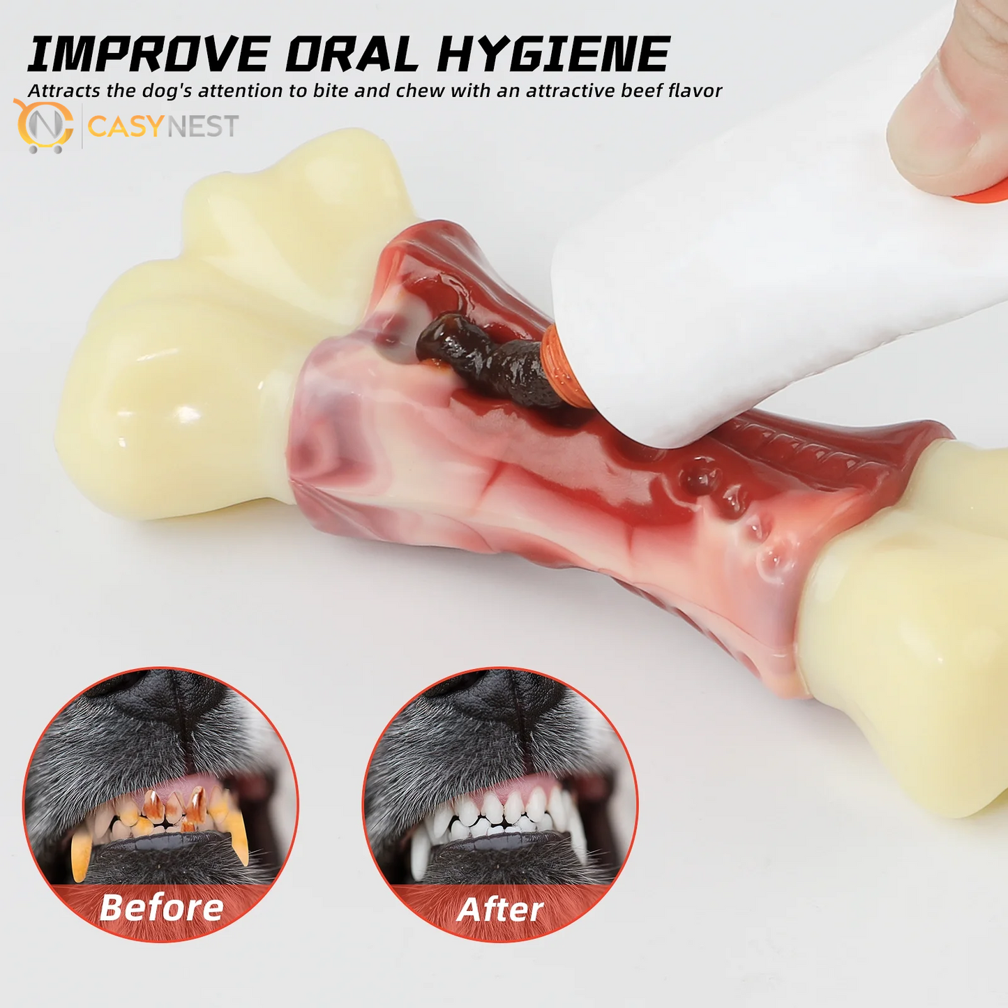 Tough Chew Dog Toys for Large & Medium Dogs – Aggressive Chewer Bones with Toothbrush Design