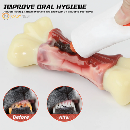 Tough Chew Dog Toys for Large & Medium Dogs – Aggressive Chewer Bones with Toothbrush Design