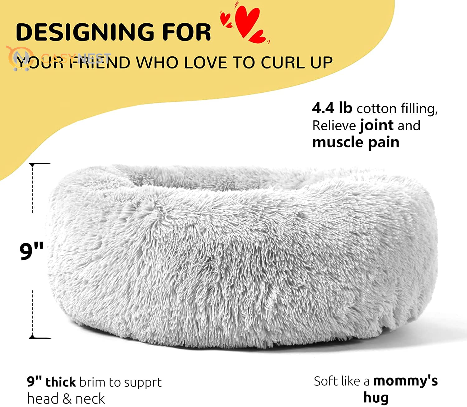 Calming Donut Cuddler Dog Bed – Medium & Large, 30"