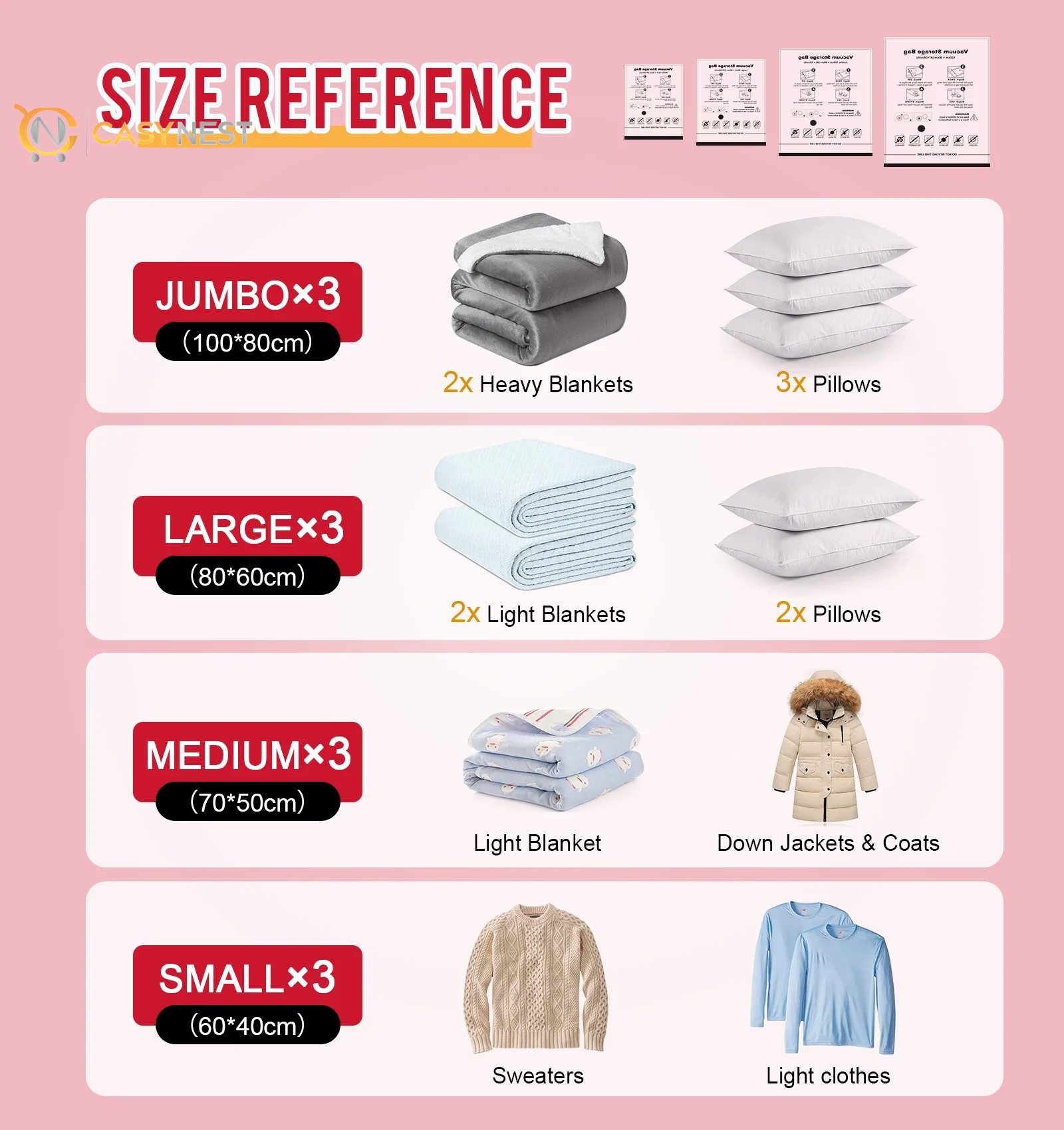 10 Pack Vacuum Storage Bags for Clothes 5 Jumbo&5 Large Space Saver Compression Bags with a Hand Pump