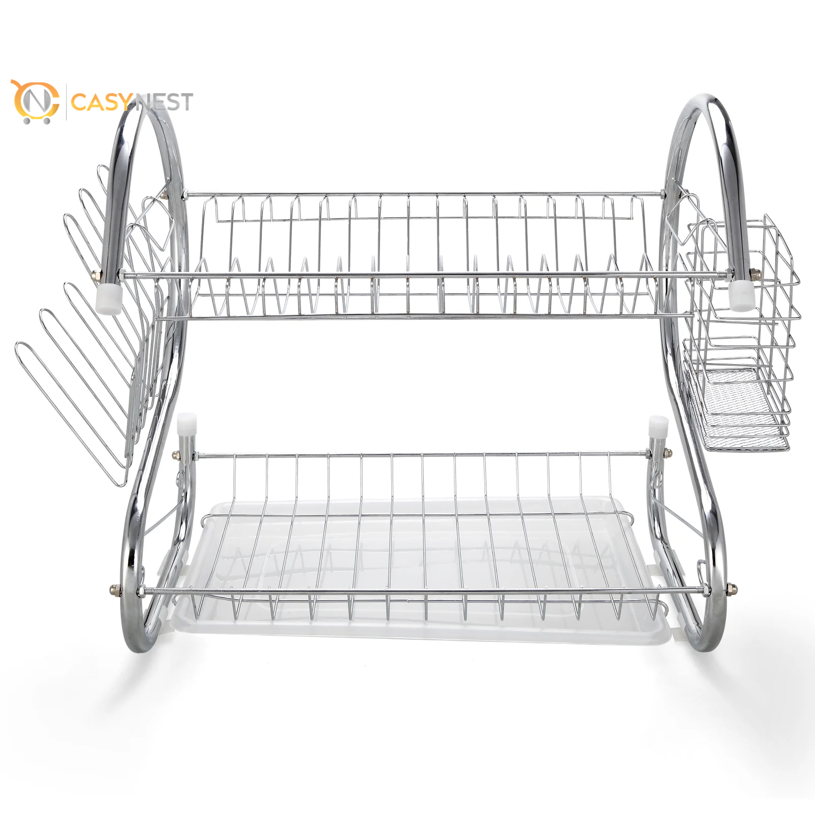Kitchen Stainless Steel Dish Cup Drying Rack Holder 2-Tier Dish Rack Sink Drainer